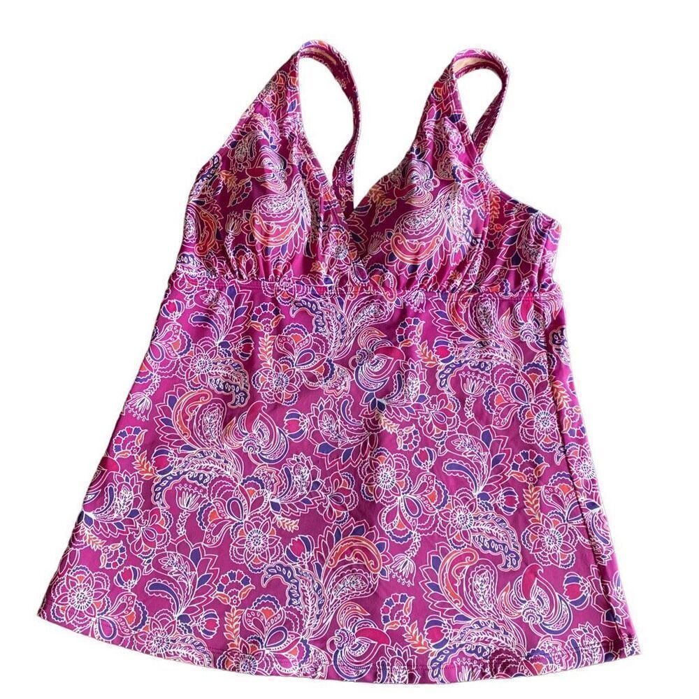 L.L. Bean Pink Paisley Tankini Top size 10